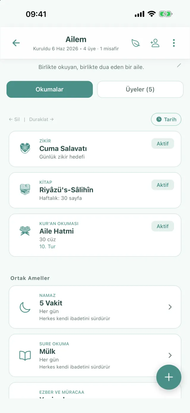 Halka ekranı: Okumalar sekmesinde halkadaki görevler