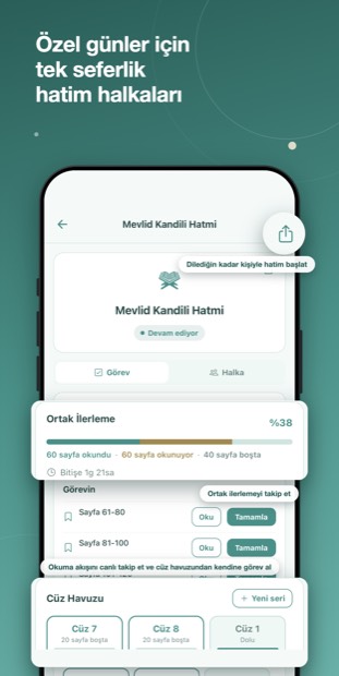 Özel günler için tek seferlik hatim halkaları